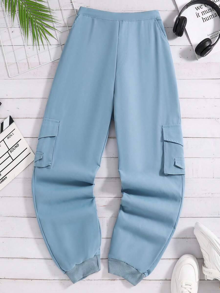 Quần túi hộp thời trang cho bé trai tuổi teen có nhiều túi - Màu xanh lam - Xem 1