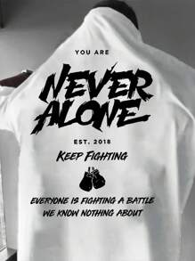 Men's Summer Slogan Print Round Neck Short Sleeve Casual T-Shirt