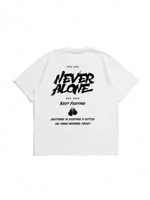 Men's Summer Slogan Print Round Neck Short Sleeve Casual T-Shirt