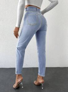 EURMUSE Pantalon En Denim Cône À Moustaches De Chat Ajusté