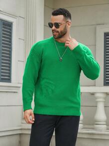Manfinity Sporsity Pull ample à col rond à manches longues en tricot casual pour homme grande taille