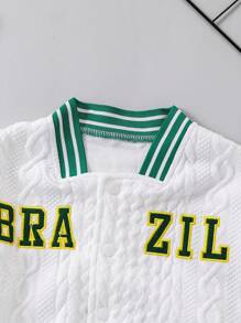 Baby Girl Winter Warm Fashionable Jacquard Pattern Sports Jacket, Bomber Jacket Baby Girl - Multicolor - View 5