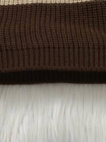 Baby Boy 1pc Multi-Color Casual Long Sleeve Pullover Sweater With Small Pocket, Basic Layering Top - Coffee Brown - View 5