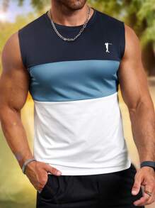 Manfinity Homme Men's Casual Patchwork Tank Top, Summer - Multicolor - View 5