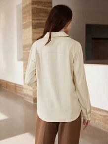 SHEIN Privé Chemise à manches longues stylée et ample - Nude - Voir 2
