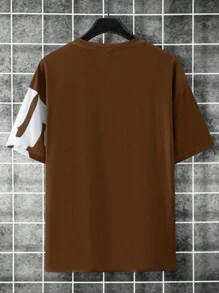 Manfinity LEGND Men's Letter Print Crew Neck Short Sleeve T-Shirt, Summer - Brown - View 2
