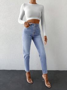 EURMUSE Pantalon En Denim Cône À Moustaches De Chat Ajusté