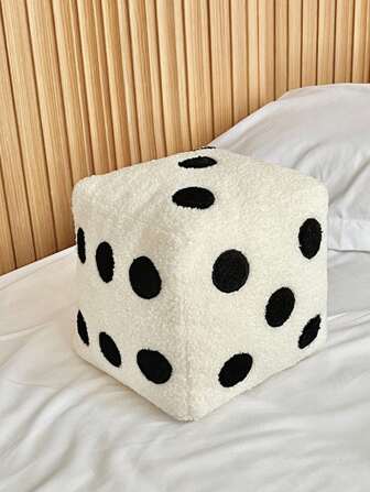 1 pieza Almohada decorativa en forma de dado, diseño de dado simulado cómodo y divertido, adecuado para ropa de cama de dormitorio, decoración de dormitorio, cojín de sofá, lavable a máquina, para uso en las 4 estaciones, almohada rellena de poliéster con cierre de cremallera