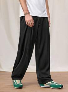 Manfinity Hypemode Pantalones rectos informales de un solo color con bolsillos para hombre