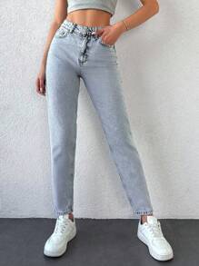 Cloudara Zipper Fly Tapered Jeans - Light Wash - View 4