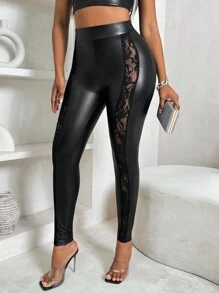 VaVaBold Women Lace Patchwork Tight-Fitting Leggings For Daily Wear Fall Cloth For Women