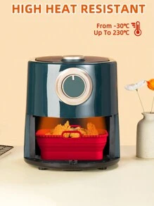 SHEIN Basic living 1pc Silicone Air Fryer Liner Air Fryer Kitchen Air Fryer Liners Air Fryer Paper Airfryer Air Frier - Red - View 4