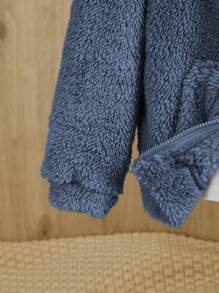 SHEIN Baby Jungen Lässiges Set aus Plüsch Kapuzenjacke und dicken Hosen