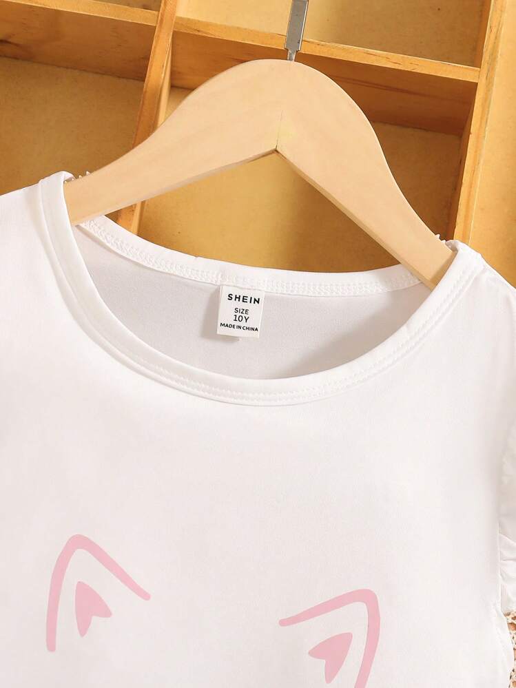 2pcs Tween Girls Cute Halter Top With Belt & Shorts Set, Summer,Holiday,Summer,Travel, School, Campus, College - Multicolor - View 6