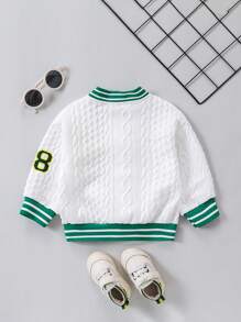 Baby Girl Winter Warm Fashionable Jacquard Pattern Sports Jacket, Bomber Jacket Baby Girl - Multicolor - View 2