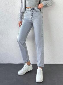 Cloudara Zipper Fly Tapered Jeans - Light Wash - View 3