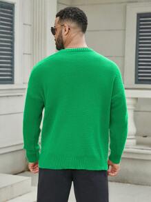 Manfinity Sporsity Pull ample à col rond à manches longues en tricot casual pour homme grande taille