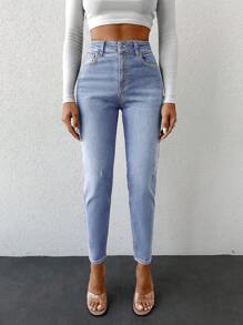 EURMUSE Pantalon En Denim Cône À Moustaches De Chat Ajusté