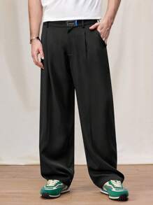 Manfinity Hypemode Pantalones rectos informales de un solo color con bolsillos para hombre
