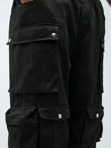 Manfinity VCAY Pantaloni cargo di moda, taglia plus, da uomo, con vita elastica, gamba ampia e molteplici tasche tessute