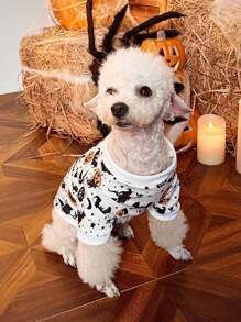 PETSIN 1 Pc Pet Halloween Cute Pumpkin & Bat Sweatshirt - Multicolor - View 5