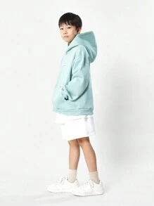 SUMWON Youngsters Oversized Pullover Sweatshirt With Drawstring Hood Casual Leisure Style Winter Fall Collection Kangaroo Pocket Loungewear