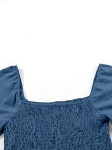 Acelitt Women Plain Simple Loose V-Neck Short Sleeve Jumpsuit - Dusty Blue - View 4