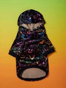 PETSIN 1 件万圣节蝙蝠和南瓜夜光连帽运动衫 - 彩色 - 查看 3