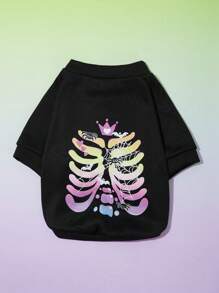 PETSIN 1pc Pet Skeleton Print Sweatshirt, Halloween - Multicolor - View 2
