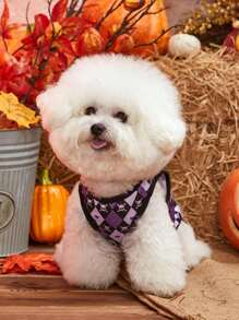 PETSIN 1 件万圣节风格紫色菱形骷髅图案透气轻便背心 - 彩色 - 查看 4