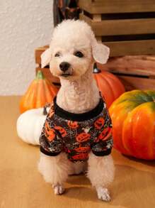 PETSIN 1 Pc Halloween Pumpkin & Spider Fleece Sweatshirt - Multicolor - View 4