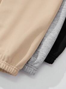 SHEIN Leap Crew 2/3/4 件套 Tween 女童休闲简约心形图案长款运动裤套装，适合秋冬季，Tween 女童裤子，返校装，可爱