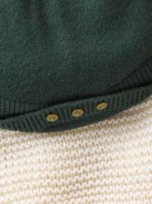 Baby Girl's Knit Round Neck Long Sleeve Romper Outfit