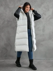 RueChic Veste femme blanche avec zip détaillée, pour l'hiver