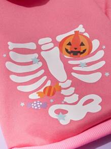 PETSIN Sudadera con capucha rosada de Halloween con estampado de huesos - Multicolor - Ver 6