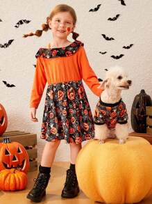 PETSIN 1 Pc Halloween Pumpkin & Spider Fleece Sweatshirt - Multicolor - View 7