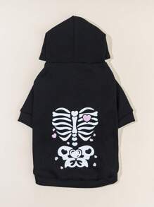 PETSIN 1 chiếc áo nỉ dành cho thú cưng có thiết kế hình xương và trái tim màu tím, dành cho Halloween - màu đen - Xem 6