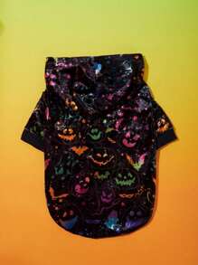 PETSIN 1 件万圣节蝙蝠和南瓜夜光连帽运动衫 - 彩色 - 查看 2