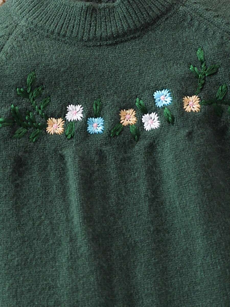 Baby Girl's Knit Round Neck Long Sleeve Romper Outfit