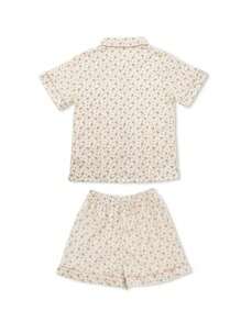 2pcs Women's Loose Short Pajama Set, Apricot-Colored Ditsy Floral, Suitable For Home Use - Apricot - View 7
