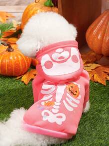 PETSIN Sudadera con capucha rosada de Halloween con estampado de huesos - Multicolor - Ver 1