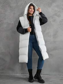 RueChic Veste femme blanche avec zip détaillée, pour l'hiver
