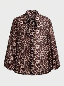 Manfinity VCAY Men's Fashionable Casual Leopard Print Slim Fit Long Sleeve Shirt - Brown - View 1