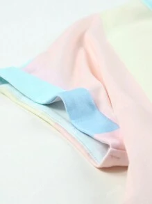 Acelitt Colorblock Ruffle Hem Smock Dress