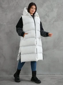 RueChic Veste femme blanche avec zip détaillée, pour l'hiver