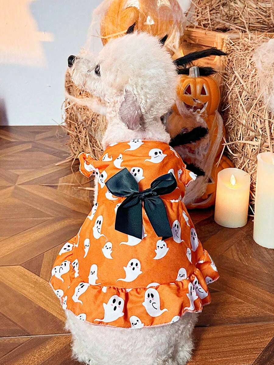 PETSIN 1 件哥特式公主风格宠物狗泡泡袖连衣裙 - 彩色 - 查看 1