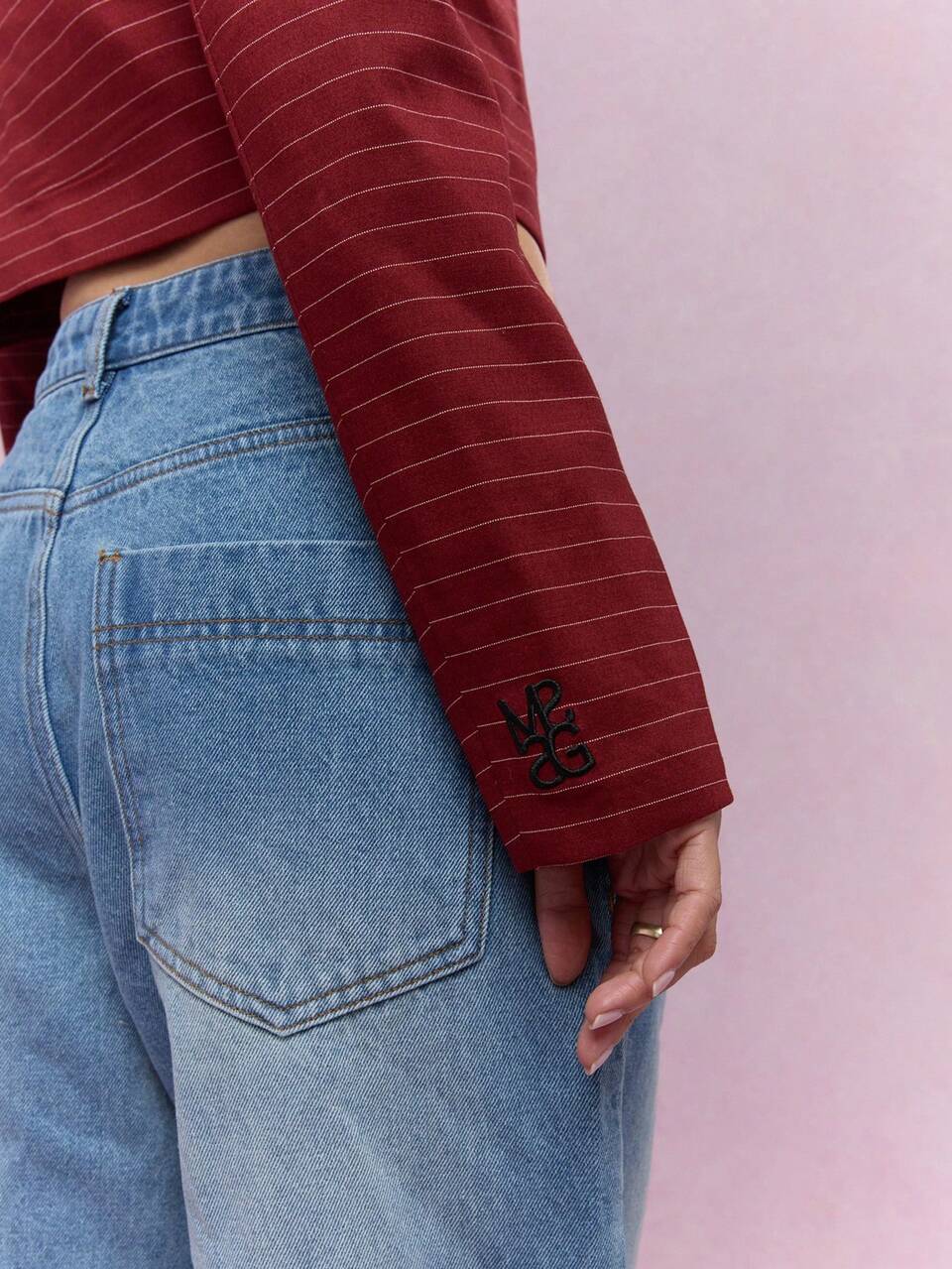 MISSGUIDED Statement Button Striped Collarless Crop Jacket Christmas