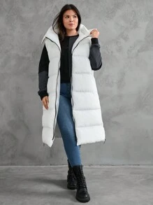 RueChic Veste femme blanche avec zip détaillée, pour l'hiver