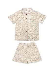 2pcs Women's Loose Short Pajama Set, Apricot-Colored Ditsy Floral, Suitable For Home Use - Apricot - View 6