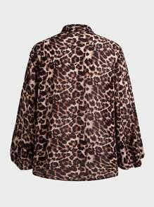 Manfinity VCAY Men's Fashionable Casual Leopard Print Slim Fit Long Sleeve Shirt - Brown - View 2